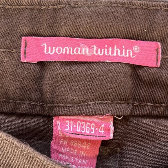 Womens 16W Brown Natural Fit Straight Leg  Jeans Pants Cotton Woman Within - Picture 3 of 12